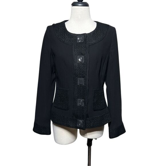 White House Black Market Long Sleeve Nubby Jacket Size 6 Snap Front - Picture 1 of 5